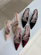 Rhinestone Embellish Close Toe Heels